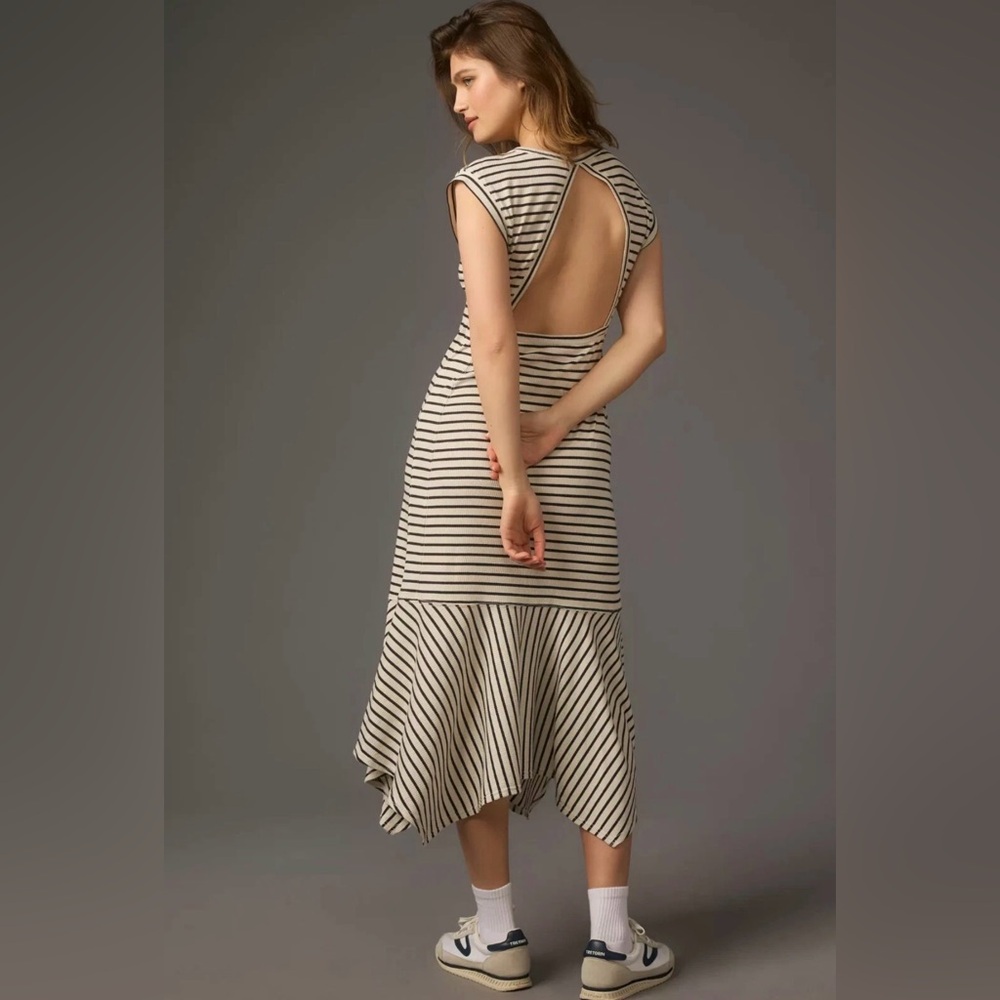 Daily Practice Anthropologie Women Small Highline Short-Sleeve Maxi Dress Stripe